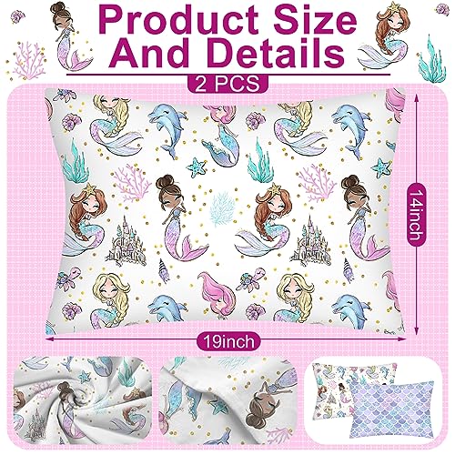 Ganeen Mermaid Toddler Pillowcase Set, 2 Pack Soft Cotton Envelope Cover
