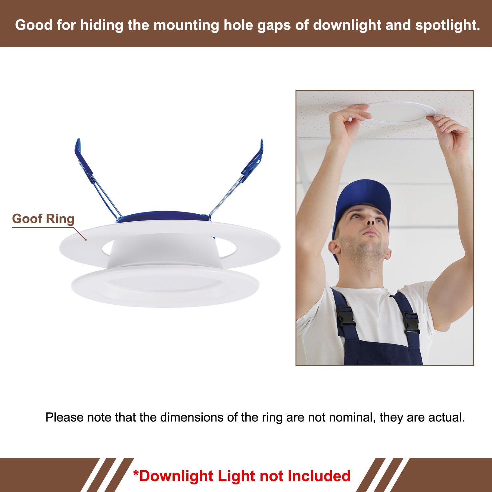 Awclub Goof Trim Ring, 4 Pack 4-Inch x 5.5-Inch (ID x OD) for Recessed Can Downlights for Ceiling Light Fixtures, Matte White, Steel Construction (for 5 Inch Recessed Lights)
