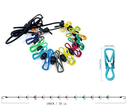 Retractable Portable Clothesline for Travel，Clothing line with 12 Clothes Clips，for Indoor and Outdoor Laundry Drying line，Outdoor Camping Accessories (2 Pack)