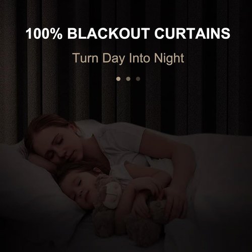 100% Blackout Shield Blackout Curtains - Thermal Insulated 2 Panels Set, 50" W x 63" L, Bright White