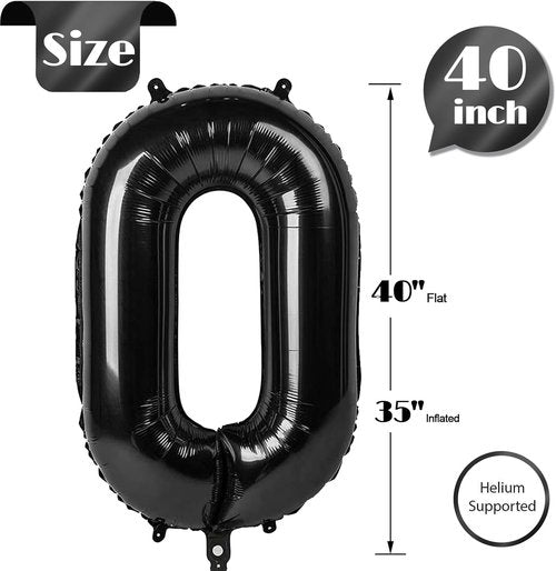 Black Number Balloon - 40 Inch 0 Balloon for Birthday Decorations | Perfect Party Supplies for All Ages