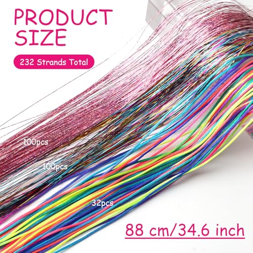 LUSTRIB 232 Pcs Colorful Hair Wrap Strings for Braids - Rainbow DIY Styling Yarn