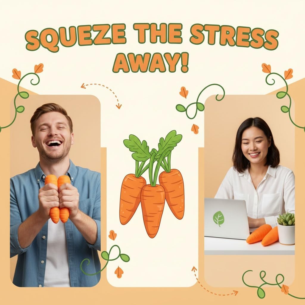 Skiennix Carrot Stress Relief Toy - Realistic Moldable Slow Rise Fidget Ball for Relaxation | Perfect Easter Basket Stuffer