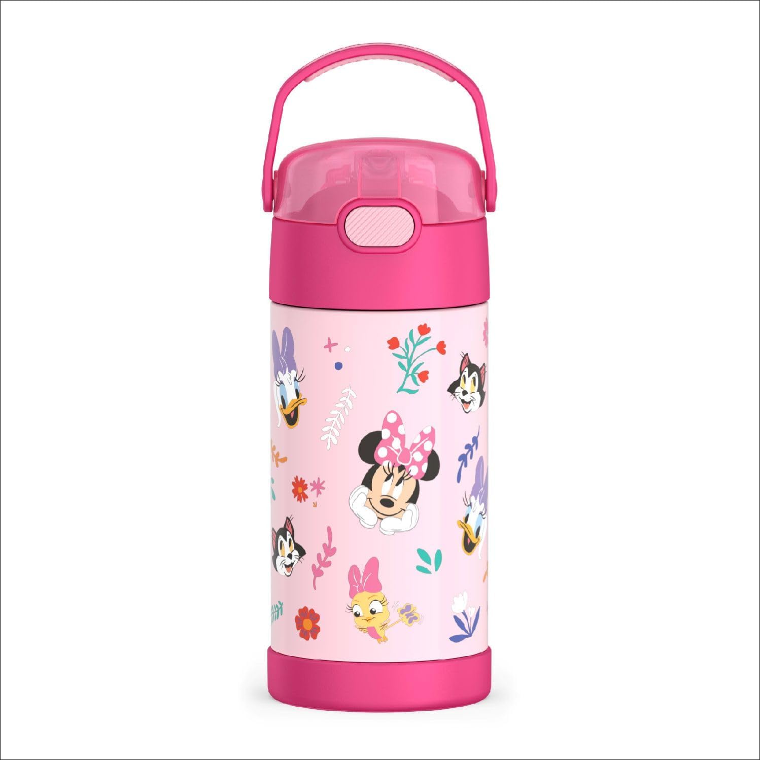 THERMOS FUNTAINER Water Bottle - 12 Ounce Kids Stainless Steel Vacuum Insulated with Straw | Minnie Design