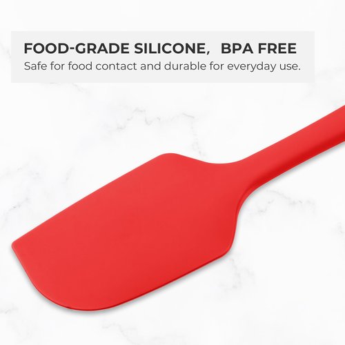 Elihome Mini Silicone Spoonula - Non-Stick Heat Resistant Silicone Scraper Spatula for Mixing, Serving, Scraping, Stirring, and More, 8.75 Inch, Red