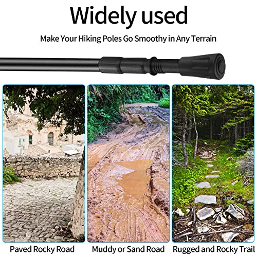 16 Pcs Walking Stick Tips, Black Trekking Pole Tips Replacement Protectors, Walking Cane Tips Replacement Rubber Tips for Walking Sticks Hiking Poles Walking Poles Cane Tips, 11mm/0.43" Diameter