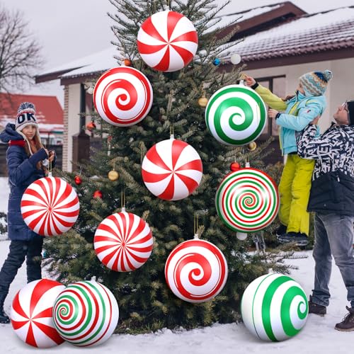 Multicolor 12 Inch Christmas Inflatable Balls - Oversized Holiday Ornaments - Small Variation