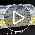 Star Nail Art Charms 3D Gold and Silver Metallic Studs with Tweezers