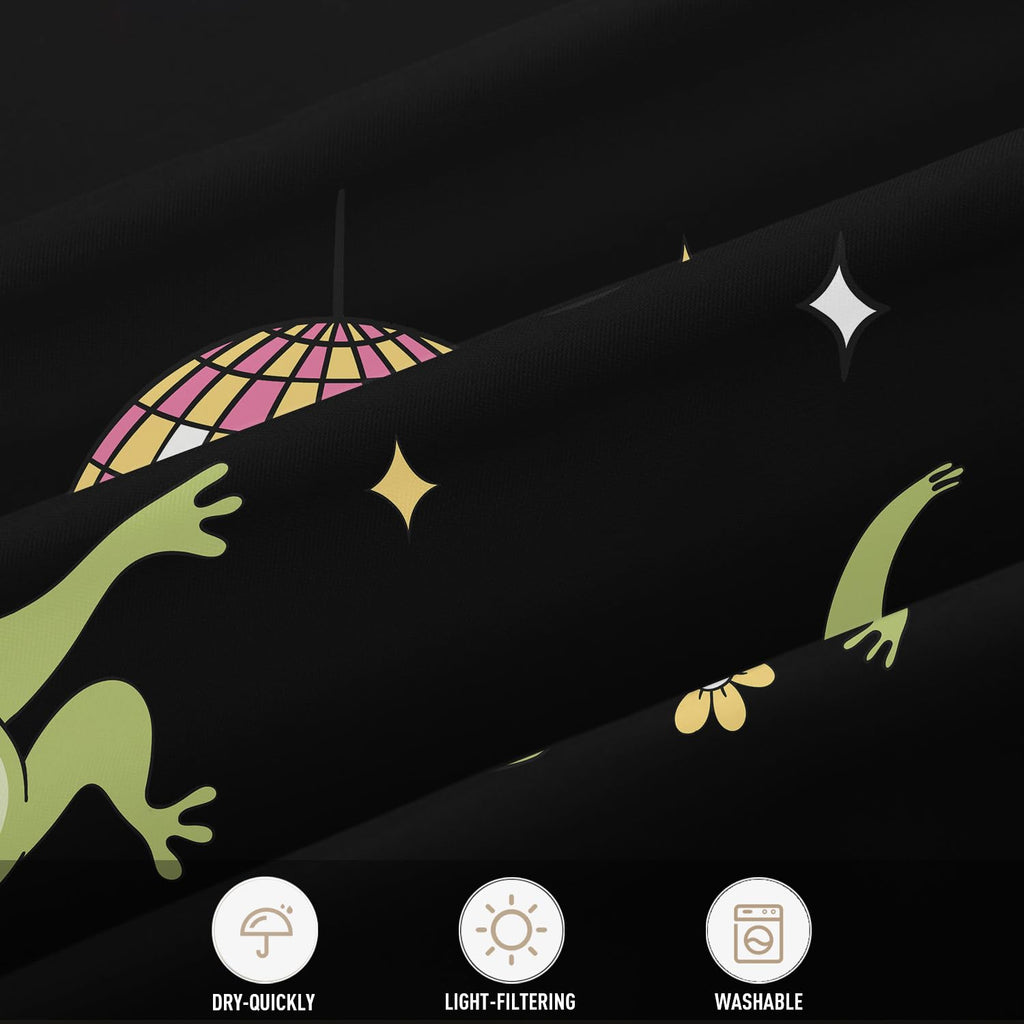 EGLGCC Cute Funny Shower Curtain Black Kids Frog Fun Animal Anime Unique Pattern Aesthetic Funky Boy Cartoon Trendy Art Kawaii Design 60x72 Inch Fabric Polyester Cloth Washable Bathroom Decor 12 Hooks