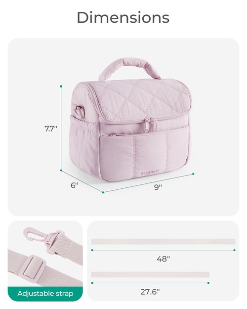 BAGSMART Insulated Lunch Bags for Women, Cute Quilted Lunch Box, Lightweight Puffy Padded Waterproof Lunch Tote, Reusable Lunch Cooler for Work Picnic Travel, Sage Green