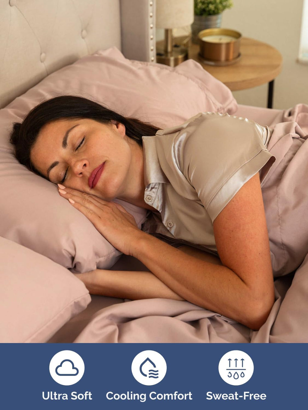 Skiennix Extra Deep Full Sheet Set - 6 Piece Breathable Cooling Bedding - Soft Wrinkle-Free Mauve