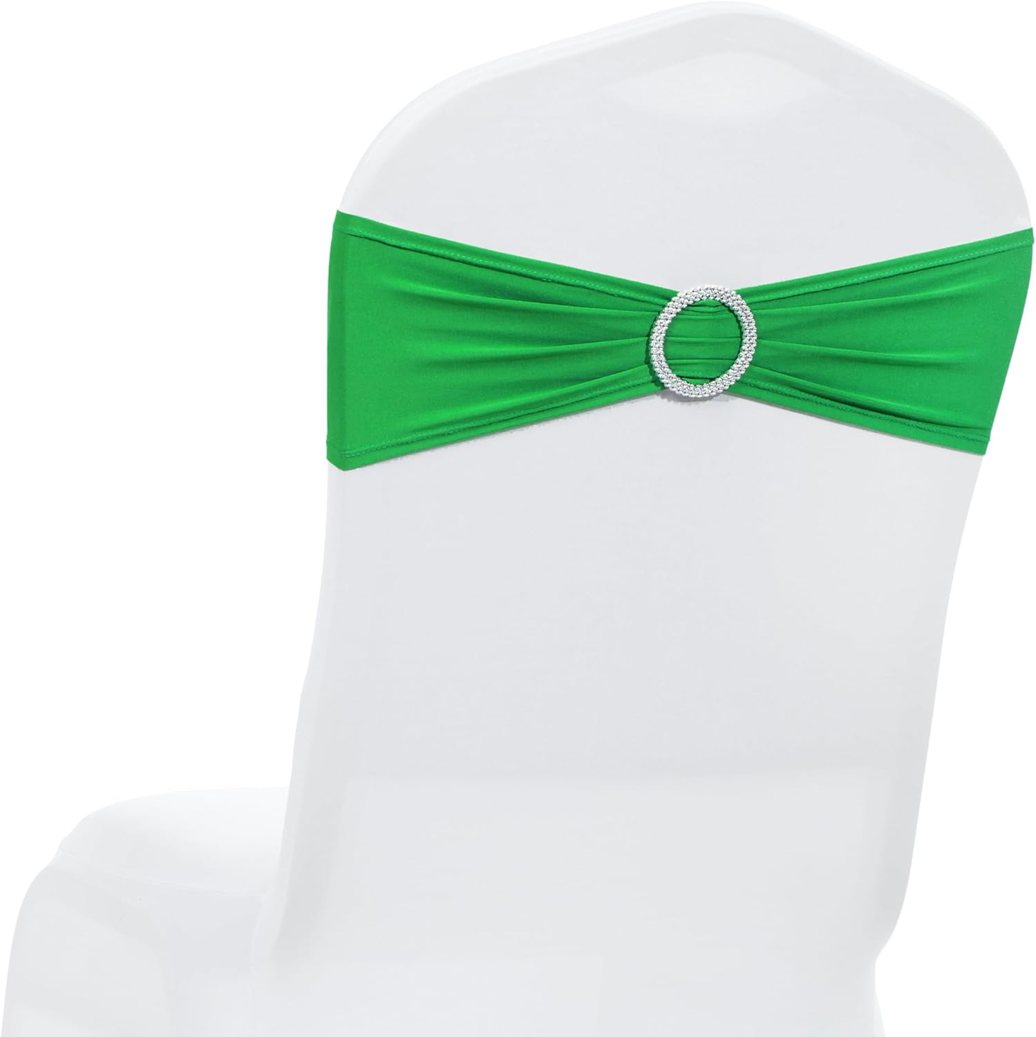 MDS Spandex Chair Sashes - Universal Fit Elastic Bands with Buckle for Weddings | Light Green, Pack of 75