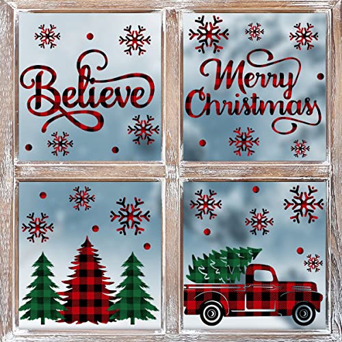 226 PCS Christmas Window Cling Stickers - Red Green Trees & Snow Truck