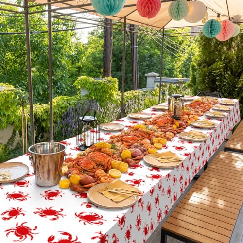 3 Pack Crab Boil Disposable Tablecloths, 108x54 Inch Waterproof Table Cover