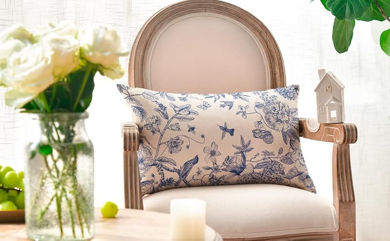 AVOIN colorlife Chinoiserie Bird Throw Pillow Cover 12x20 Inch