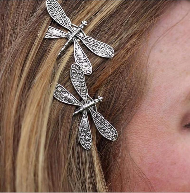 Zhuluck Vintage Dragonfly Hair Clip Antique Metal Hair Pin for Women