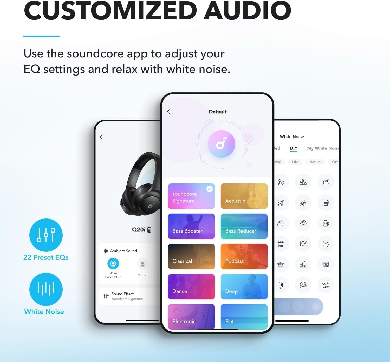Soundcore by Anker Q20i Wireless Over-Ear Headphones - Hybrid Active Noise Cancelling, 40H Playtime, Hi-Res Audio, Big Bass, App Customization | Black