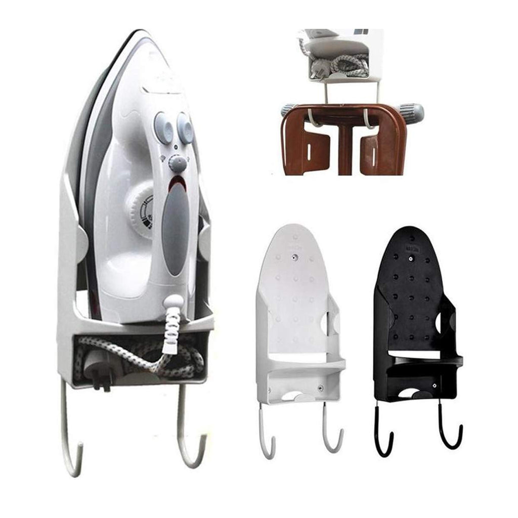 Ironing Board Hanger Wall Mount Electric Iron Holder Household Bathroom Shelf Holder Rack Electric Iron Holder - for Max 5.2 inch Width(Black)