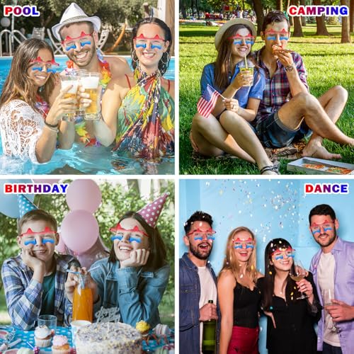 USA Patriotic Star Sunglasses - 3 PCS Set for 4th of July Fun