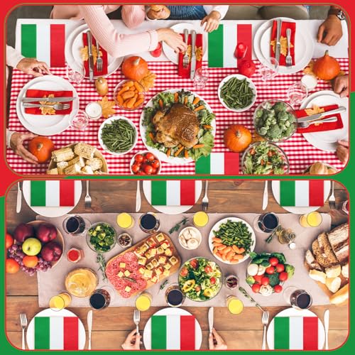 Italian Flag Paper Napkins - 6.5 Inch Red White Green Bulk Set of 50
