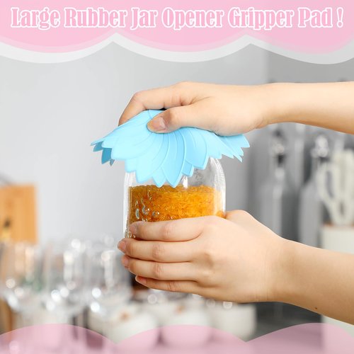 Maxdot 4 Pcs Large Rubber Jar Opener Pad Jar Opener 6.10 Inch Multi Function Non Slip Jar Opener Resistant Coasters for Weak Arthritis Hands Seniors Easy Opening (Macaron Colors)