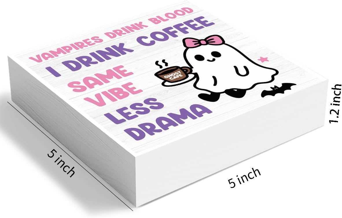 Skiennix Halloween Office Decor - Cute Ghost Coffee Bar Sign for Home & Bedroom | 5x5 Inches