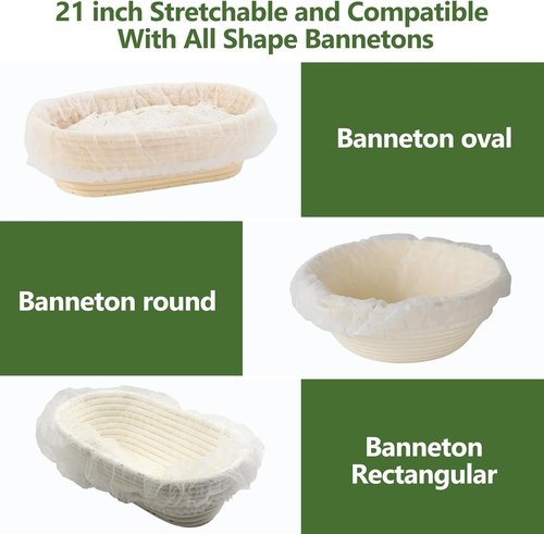 Banneton | 100 Pack Non-Stick Bread Proofing Basket Liners - BPA-Free, Elastic Design, 21" Size