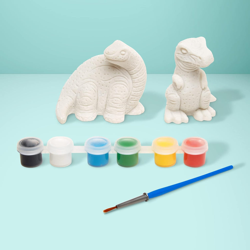 Melissa & Doug Dinosaur Figurines Craft Kit - Create Your Own Dinosaurs with 2 Resin Figures & 6 Paints