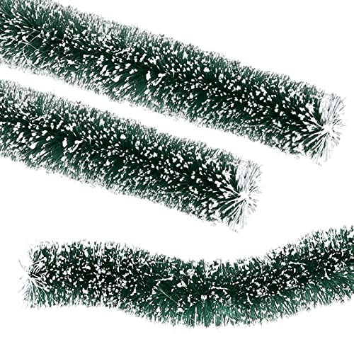 3 Pack Christmas Village Flexible Sisal Hedge Fence Decor Winter Snow Scene