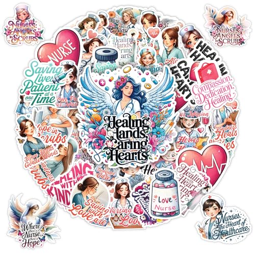 BETANAS 60 PCS Nurse Stickers Waterproof Motivational Medical Decals