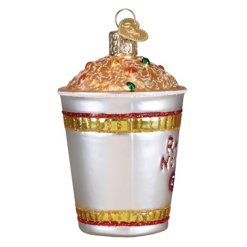 Old World Christmas Ramen Noodle Cup Glass Blown Ornament for Christmas Tree, Handcrafted Holiday Decoration, Food Collection