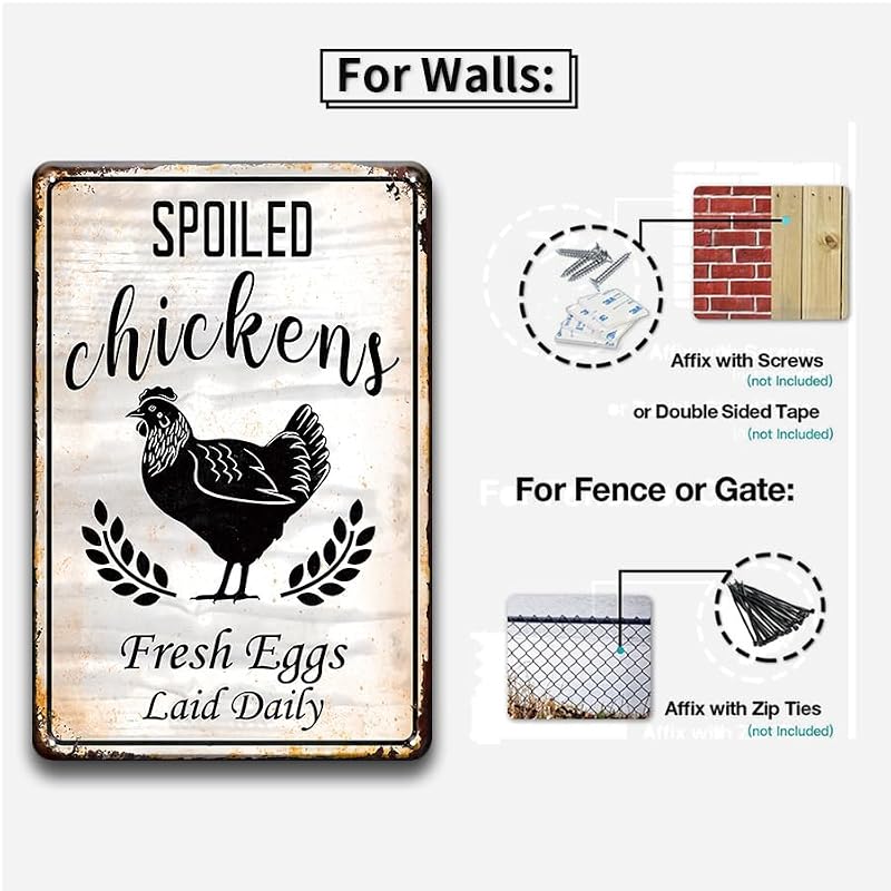 Funny Chicken Coop Metal Sign Fresh Eggs Laid Daily 8x12 Inch Rustic Decor