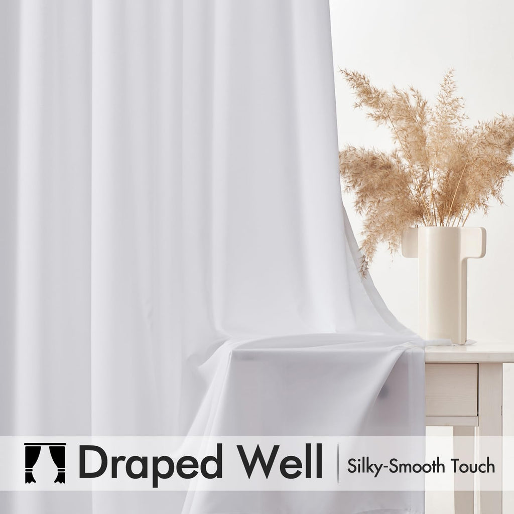 MIULEE White Sheer Curtains - Light Filtering Privacy Drapes, 84 Inches Long, 2 Panels Set