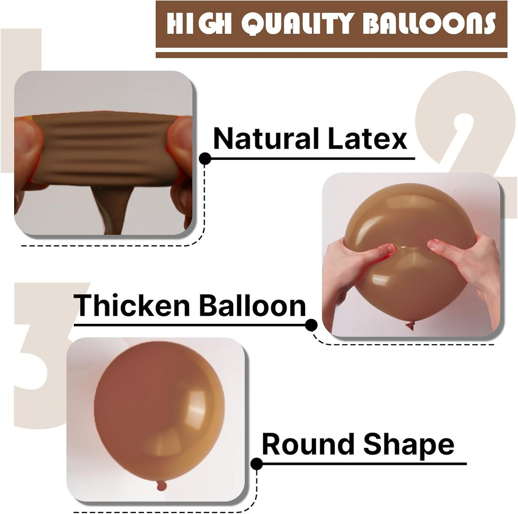PartyWoo Brown Balloons - 140-Piece Arch Kit for Baby Showers & Birthdays | Various Sizes 5-18 Inches
