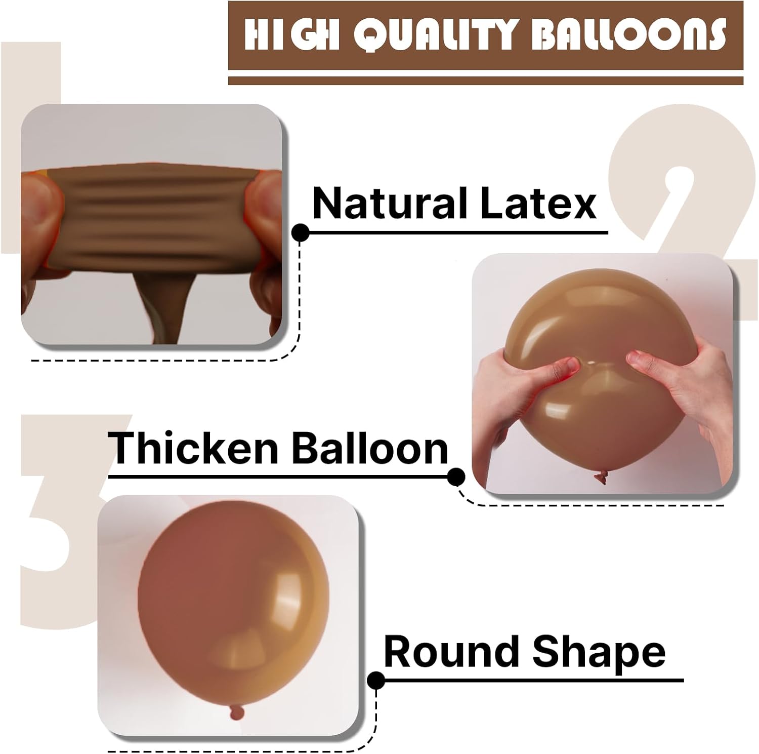 PartyWoo Brown Balloons - 140-Piece Arch Kit for Baby Showers & Birthdays | Various Sizes 5-18 Inches