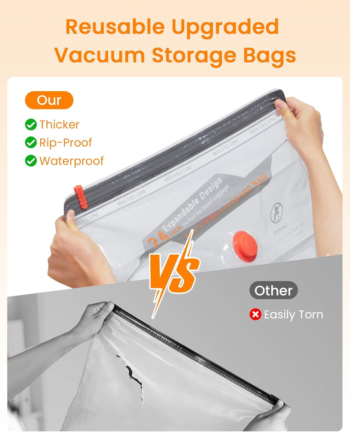 Skiennix Vacuum Seal Bags - 15 Pack Compression Space Saver Bags with Rechargeable Cordless Pump for Travel & Storage