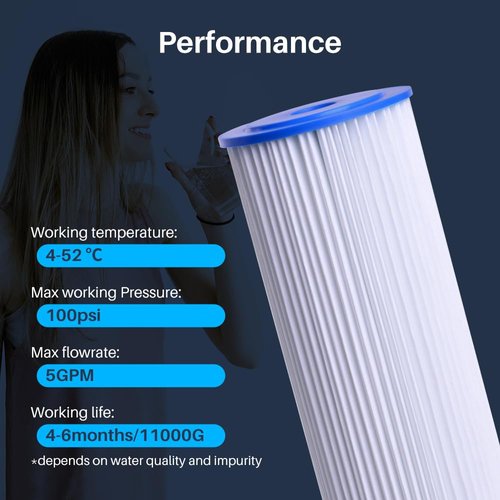 CFS – Pleated Water Filter Cartridges Compatible with FXHSC, R50-BBSA, R50-BB, WFHDC3001, W50PEHD, GXWH40L Models – Removes Bad Taste – Whole House Replacement Filter Cartridge (8 Pack)