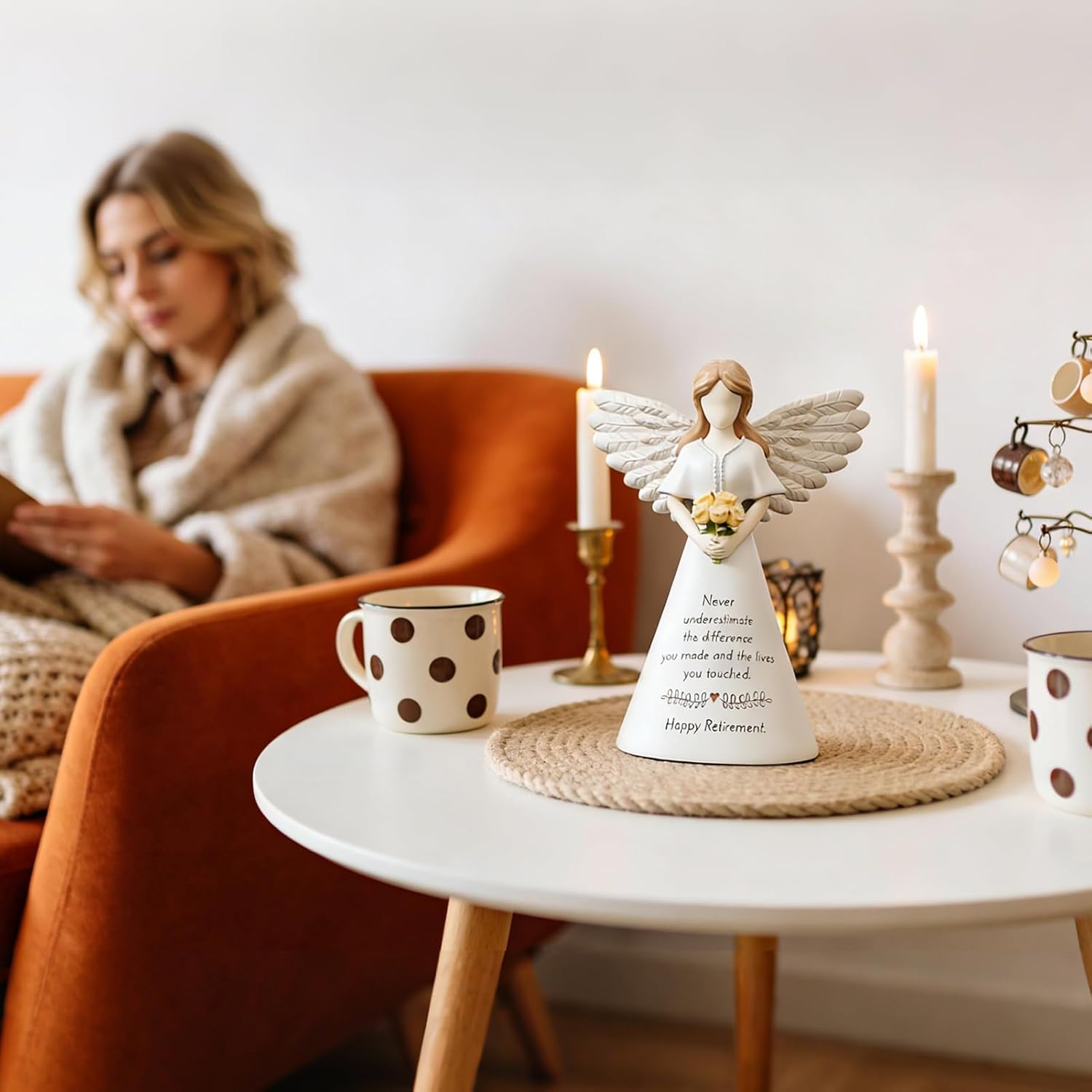 Newoh Angel Figurine Decor - Happy Retirement Gift for Women | 7.3” Retirement Party Decoration