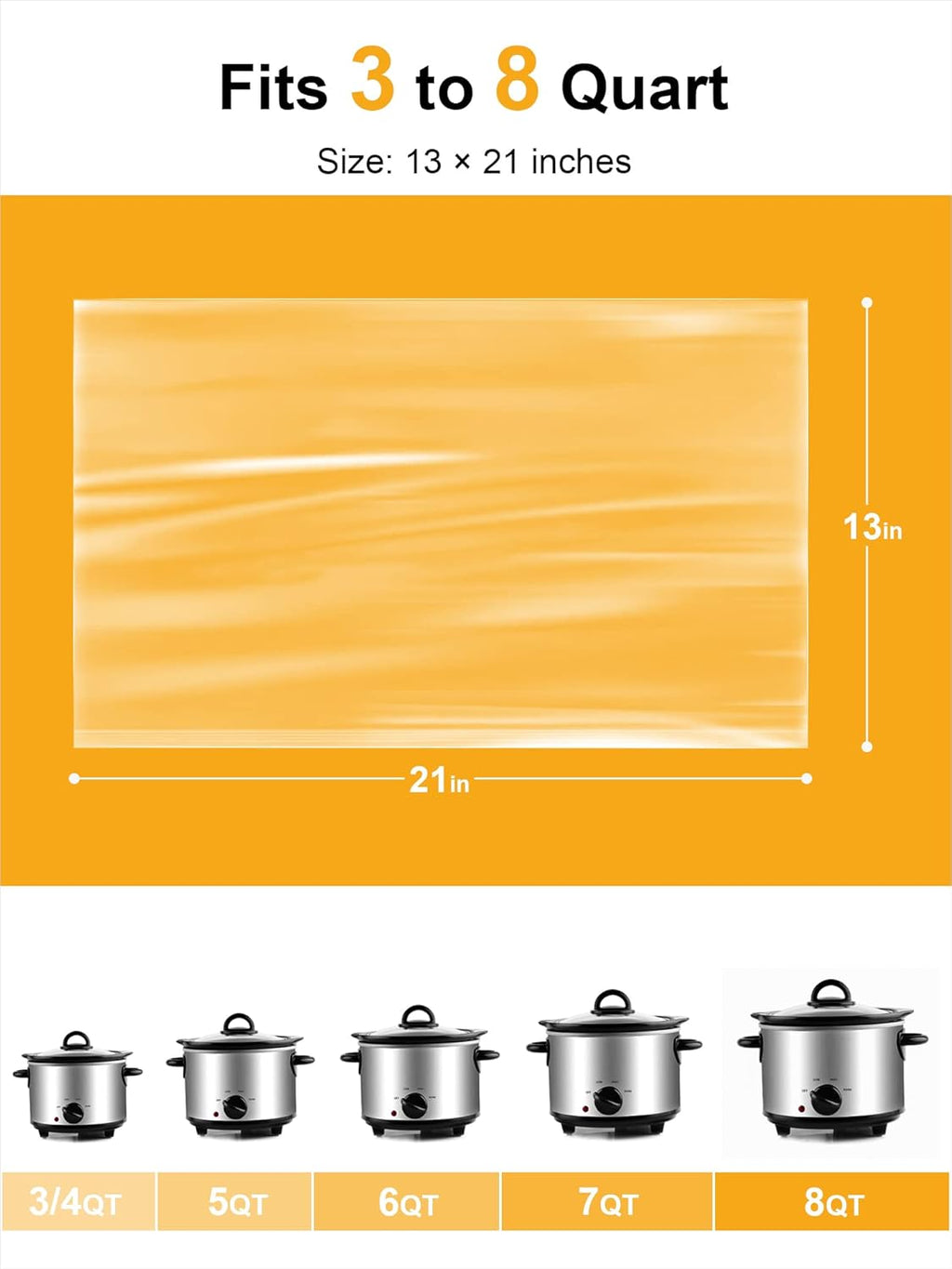 SMARTAKE Slow Cooker Liners - Large 13"x21" Disposable Bags for 3QT to 8QT Cookers | 60 Count