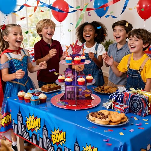 Superhero Spider 3-Tier Cupcake Stand for Birthday Party Decorations