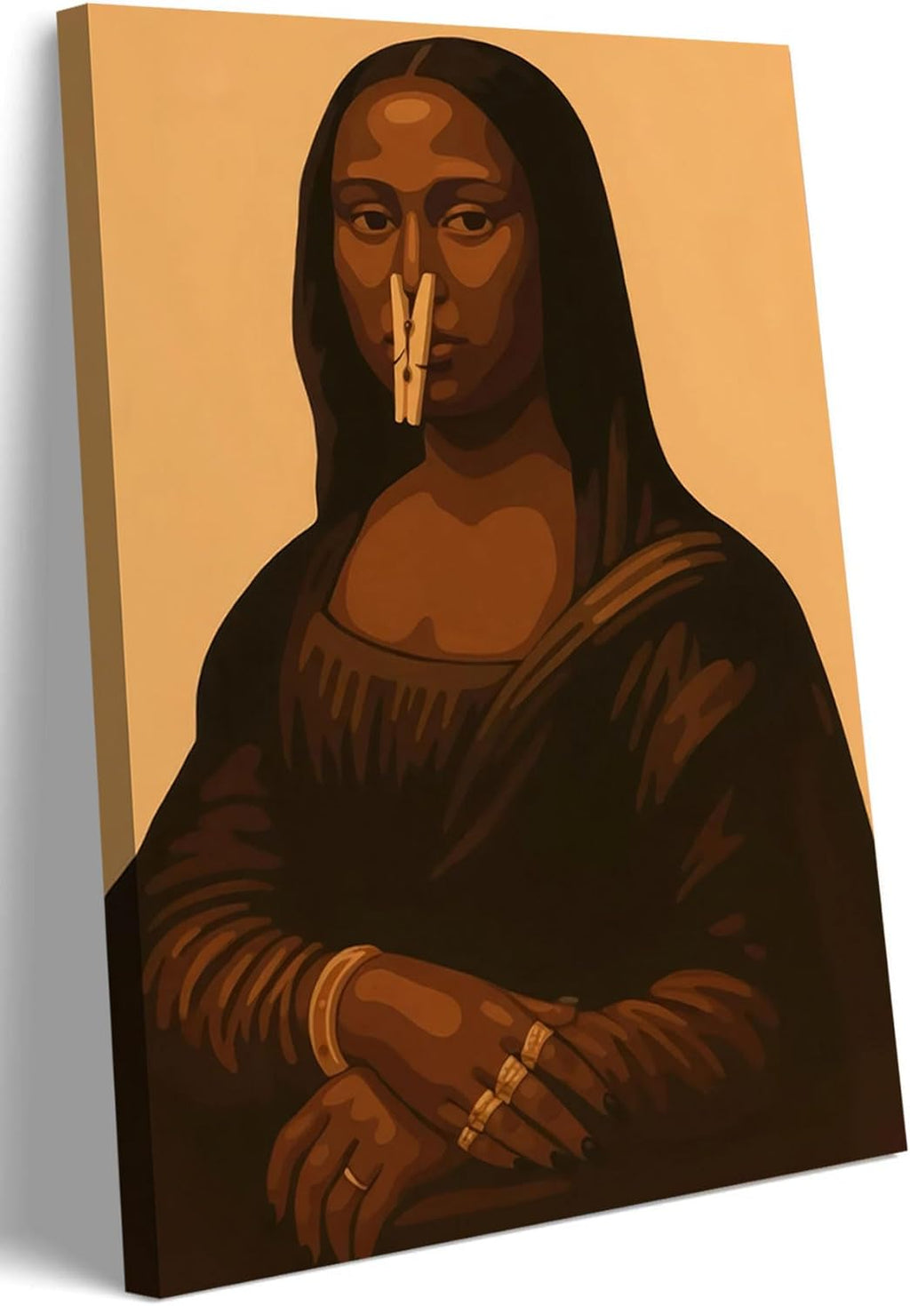 Mona Lisa | Funny Black Woman Canvas Wall Art - Unique Bathroom Decor for Home & Toilet