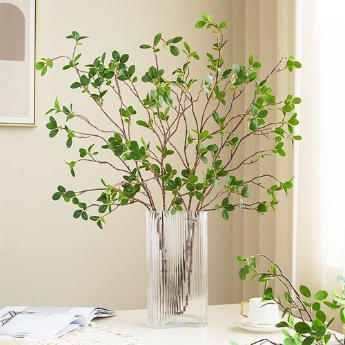 HANDIC 6pcs Faux Stems Artificial Branches for Vase Greenery Stems Faux Branches for Vase Plant Artificial Eucalytus Branches Plants (45"/Each Branch) (6, Green)
