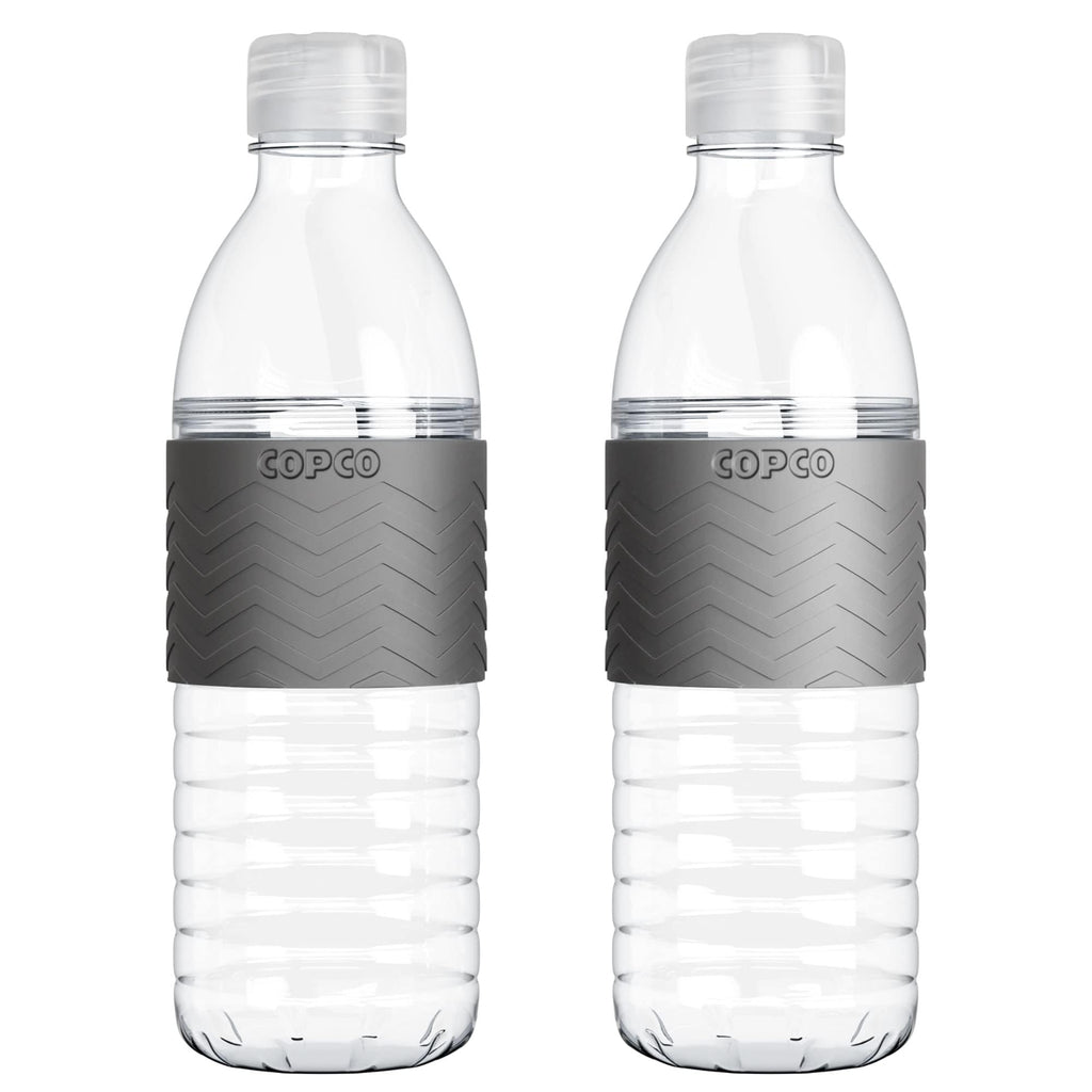 Copco Hydra 16.9 oz Water Bottle, Set of 2 – Leak Proof, BPA Free Tritan, Dishwasher Safe, Twist-Open Body for Ice & Easy Cleaning, Non-Slip Silicone Grip, Ideal for Gym & Office (Gray)