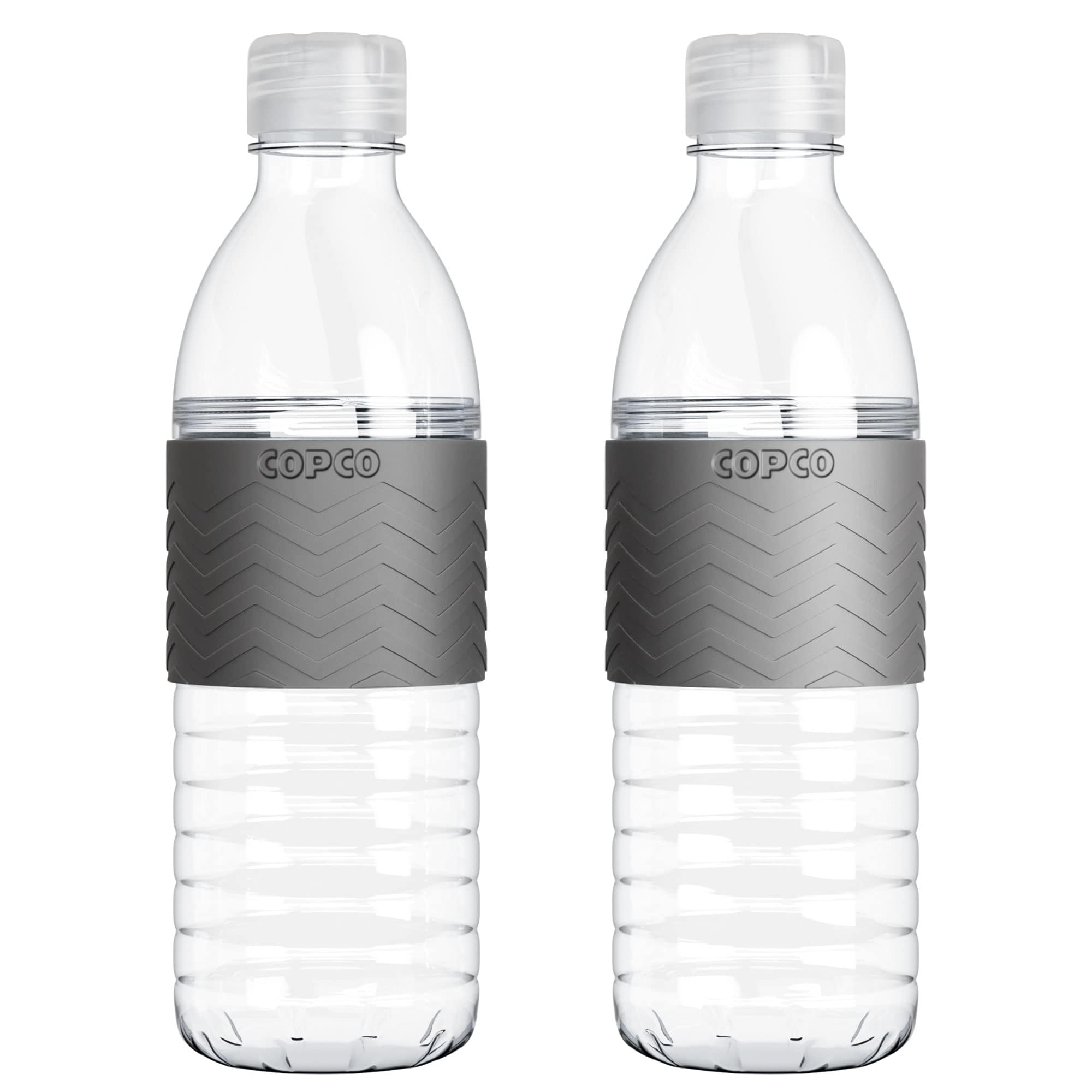 Copco Hydra 16.9 oz Water Bottle, Set of 2 – Leak Proof, BPA Free Tritan, Dishwasher Safe, Twist-Open Body for Ice & Easy Cleaning, Non-Slip Silicone Grip, Ideal for Gym & Office (Gray)