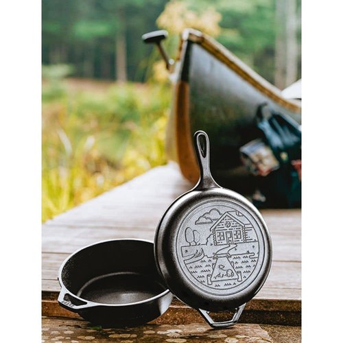 Lodge Cast Iron Wanderlust Series, Cabin Combo Cooker, 3.2 Quart Black