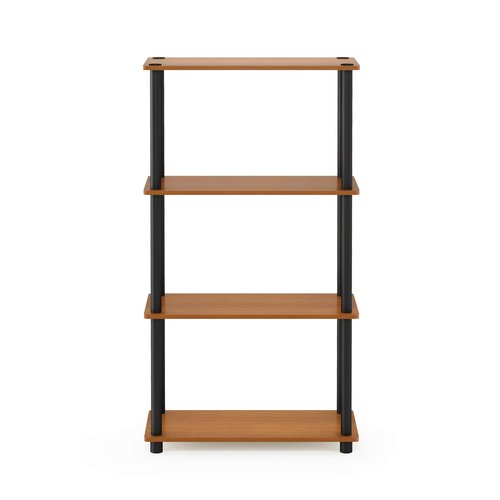 Furinno (99557LC/BK) Turn-N-Tube 4-Tier Multipurpose Shelf Display Rack - Light Cherry/Black