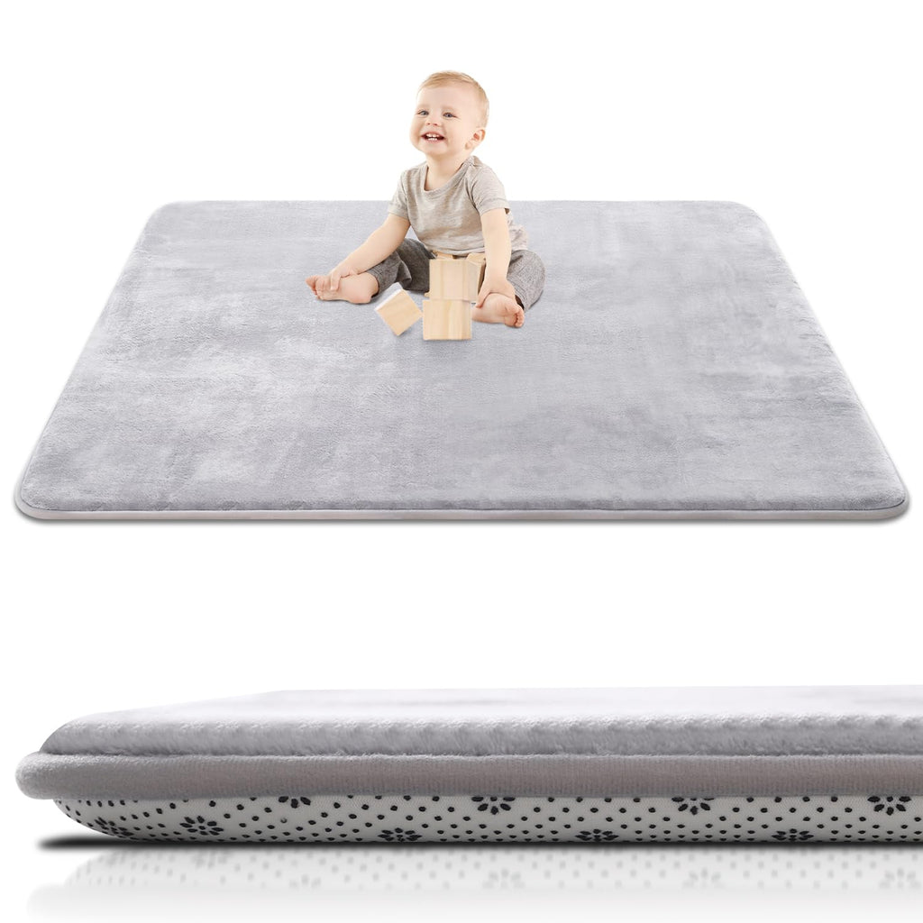 SEPARO Thick Baby Play Mat - Ultra Soft Foam Tummy Time Mat | Non-Slip Cushioned 50 x 50 Grey Design
