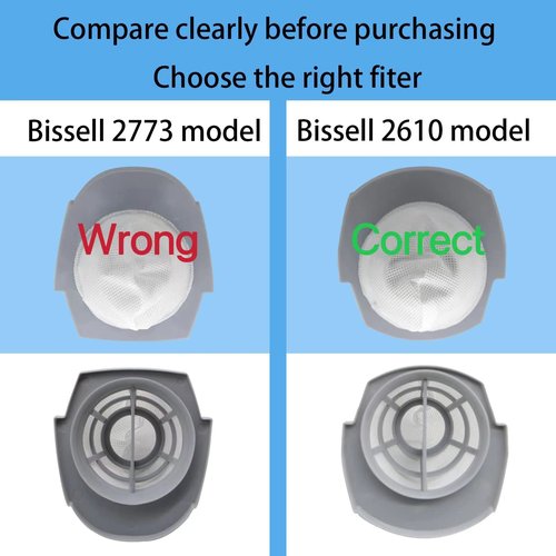 2 Pack 2610 2611 Filters Compatible with Bissell 3-in-1 Turbo Lightweight Stick Vac Series 2610, Compare to Part # 1620624