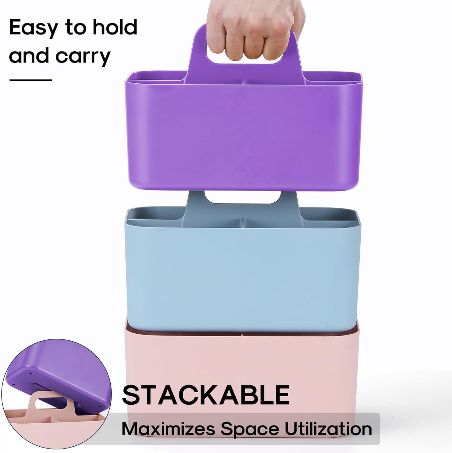 Multiuse Caddy Organizer by [Brand Name] - Portable Tote Bin for Art, Makeup & Office Supplies - Purple