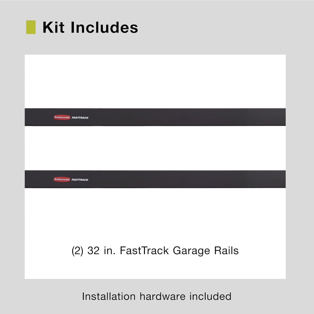 Rubbermaid FastTrack Wall Mounted Storage System - 48" Horizontal Rail | 2-Pack Holds 1750 lbs Each